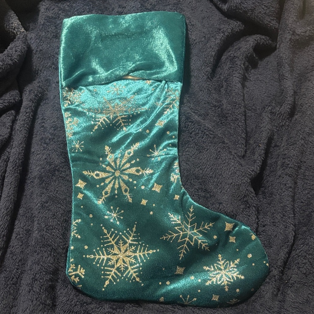 🎄3/$15 Teal and Silver Snowflake Christmas Stocking